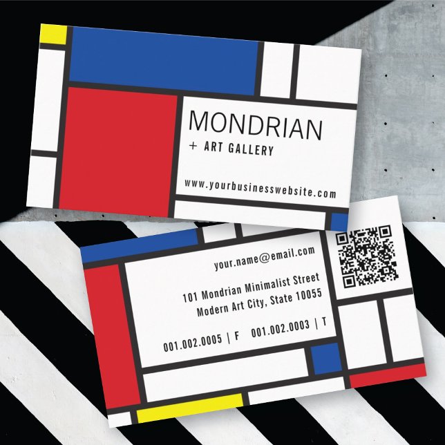 Mondrian Modern Art De Stijl-minimalistisk Abstrak Visitkort (Mondrian Modern Art De Stijl Minimalist Abstract Business Card @ fat_fa_tin)