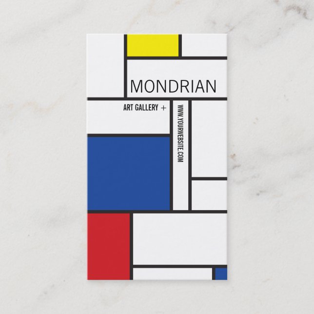 Mondrian Modern Art De Stijl-minimalistisk Abstrak Visitkort (Framsida)