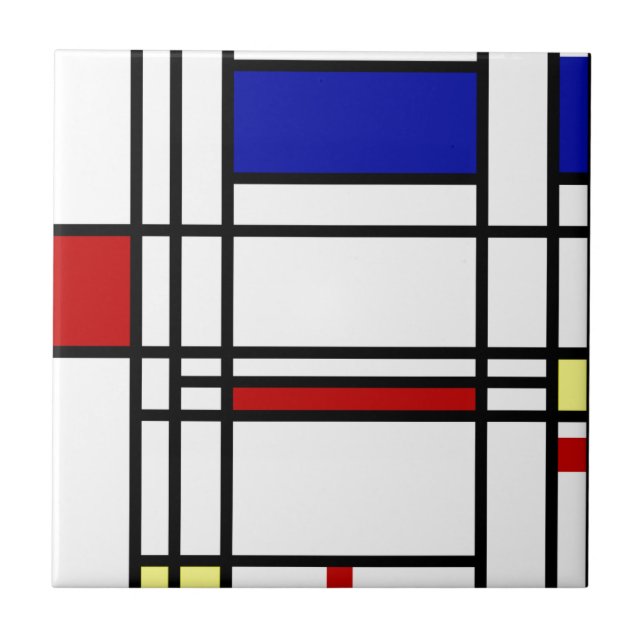 Mondrian modern konst kakelplatta (Framsidan)