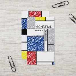 Mondrian Modern Simple Art Minimalist Scribbles Visitkort