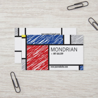 Mondrian Modern Simple Art Minimalist Scribbles Visitkort