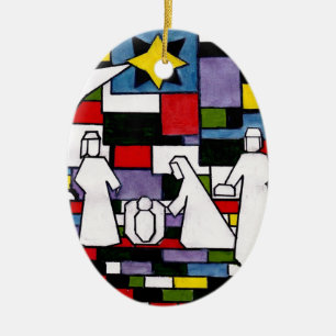 Mondrian Nativity - De Stijl - Neoplasticism Julgransprydnad Keramik