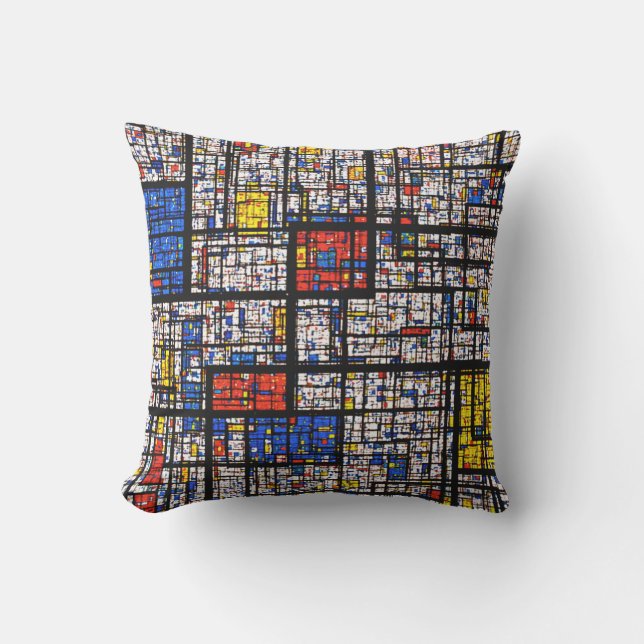 Mondrian på Grunge Kudde (Framsida)