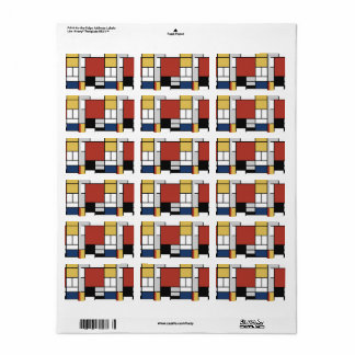 Mondrian Painting Red Flygplan Gult Black Grått Bl Adressetikett