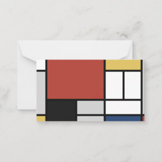Mondrian Painting Red Flygplan Gult Black Grått Bl Anteckningskort