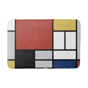 Mondrian Painting Red Flygplan Gult Black Grått Bl Badrumsmatta