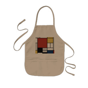 Mondrian Painting Red Flygplan Gult Black Grått Bl Barnförkläde