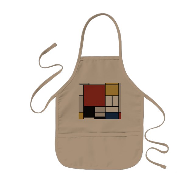 Mondrian Painting Red Flygplan Gult Black Grått Bl Barnförkläde (Framsidan)