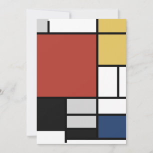 Mondrian Painting Red Flygplan Gult Black Grått Bl Julkort