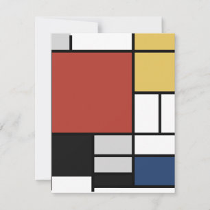 Mondrian Painting Red Flygplan Gult Black Grått Bl Julkort
