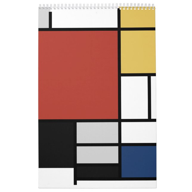 Mondrian Painting Red Flygplan Gult Black Grått Bl Kalender (Omslag)