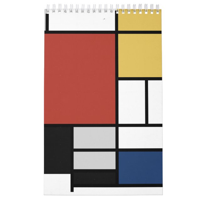 Mondrian Painting Red Flygplan Gult Black Grått Bl Kalender (Omslag)
