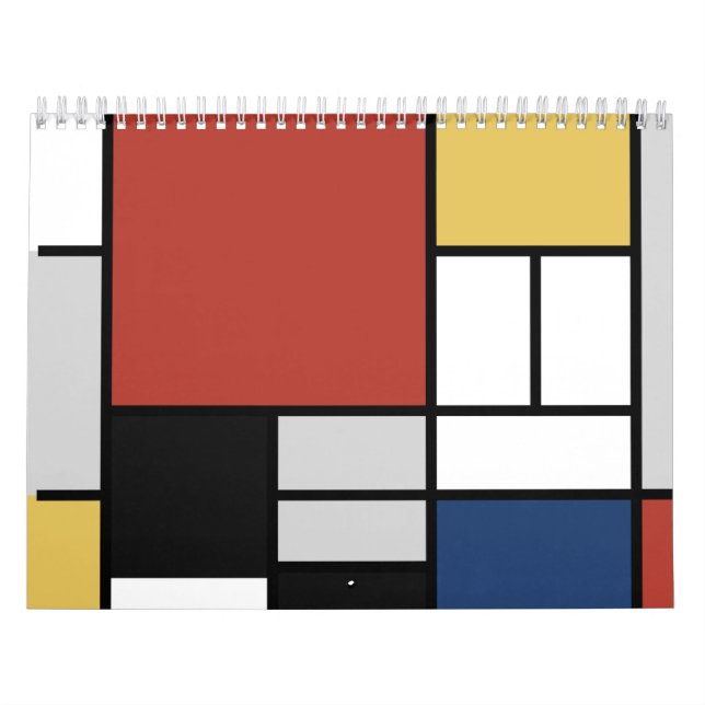 Mondrian Painting Red Flygplan Gult Black Grått Bl Kalender (Omslag)