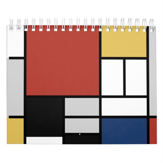 Mondrian Painting Red Flygplan Gult Black Grått Bl Kalender (Omslag)