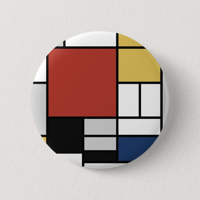 Mondrian Painting Red Flygplan Gult Black Grått Bl Knapp (Framsida)