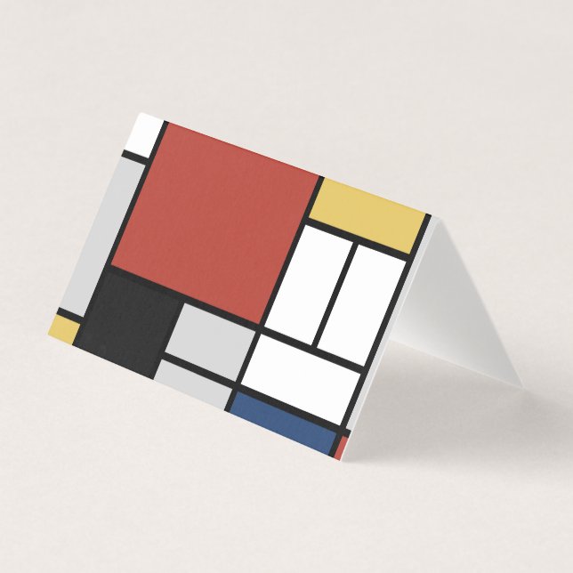 Mondrian Painting Red Flygplan Gult Black Grått Bl Kort (Framsida)