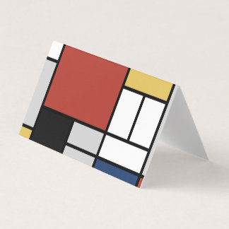 Mondrian Painting Red Flygplan Gult Black Grått Bl Kort