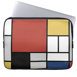 Mondrian Painting Red Flygplan Gult Black Grått Bl Laptop Fodral
