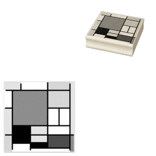 Mondrian Painting Red Flygplan Gult Black Grått Bl Stämpel