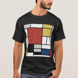 Mondrian Painting Red Flygplan Gult Black Grått Bl T Shirt