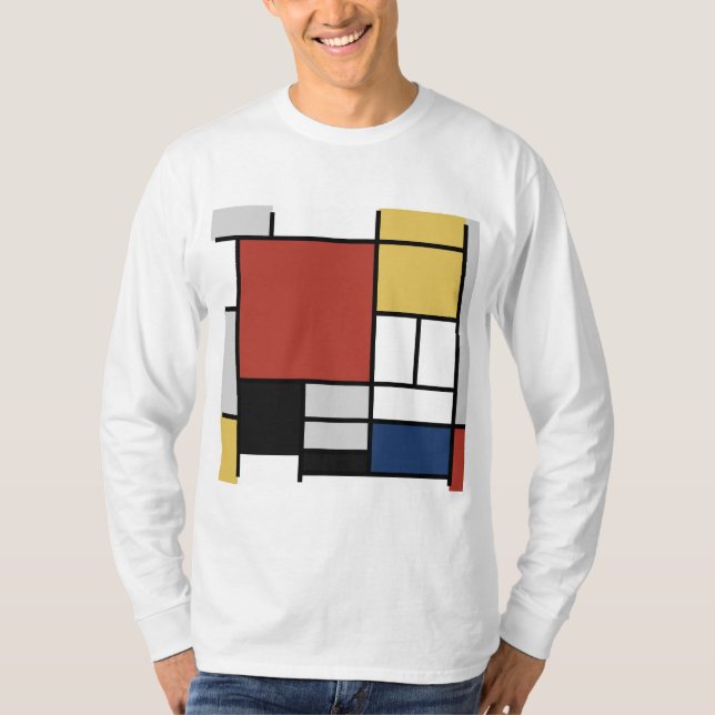 Mondrian Painting Red Flygplan Gult Black Grått Bl T Shirt (Framsida)