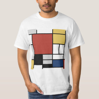Mondrian Painting Red Flygplan Gult Black Grått Bl T Shirt