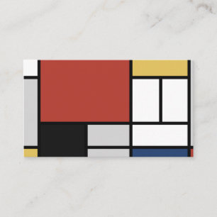 Mondrian Painting Red Flygplan Gult Black Grått Bl Visitkort