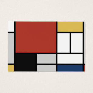 Mondrian Painting Red Flygplan Gult Black Grått Bl Visitkort