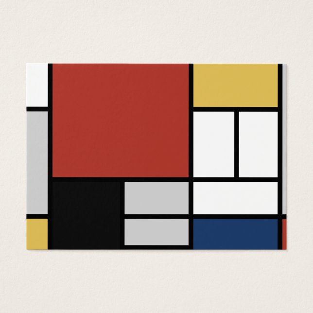 Mondrian Painting Red Flygplan Gult Black Grått Bl Visitkort (Framsidan)