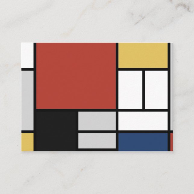 Mondrian Painting Red Flygplan Gult Black Grått Bl Visitkort (Framsida)