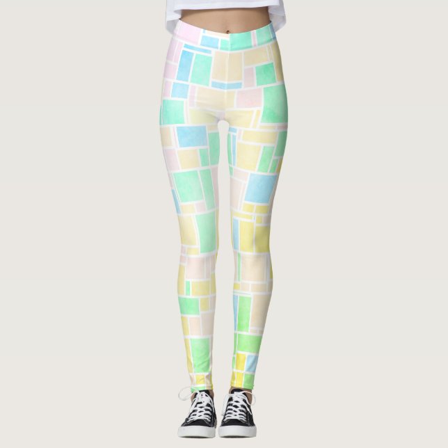 Mondrian Pastel 3 Leggings (Framsida)