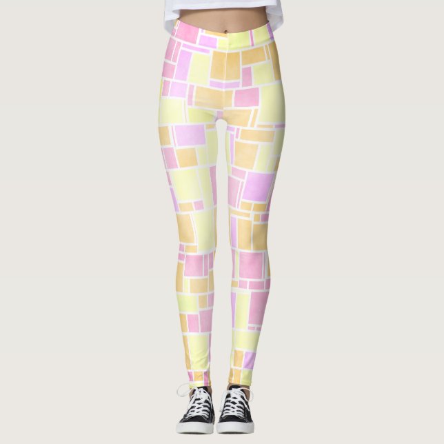 Mondrian Pastel 4 Leggings (Framsida)