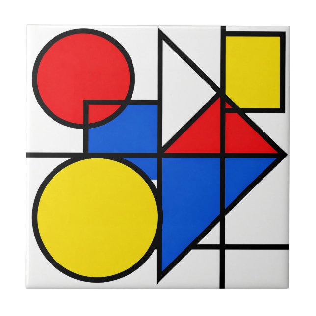Mondrian Primärfärgs komposition Kakelplatta (Framsidan)