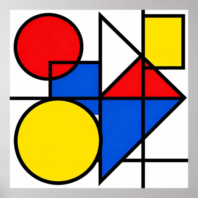 Mondrian Primärfärgs komposition Poster (Framsidan)
