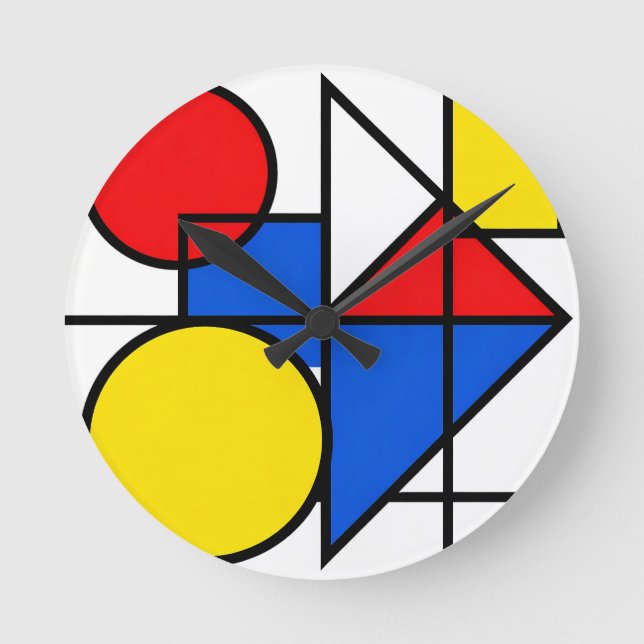 Mondrian Primary Color Composition Rund Klocka (Framsida)
