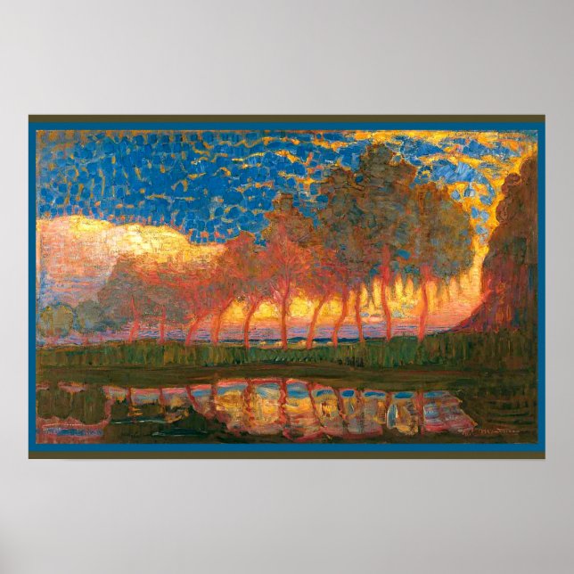 Mondrian - Rad av elva popplar, Poster (Framsidan)