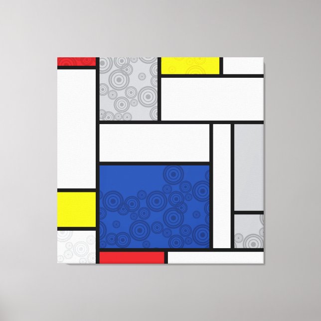 Mondrian Retro Circles Minimalist De Stijl Mod Art Canvastryck (Framsida)