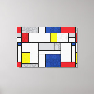Mondrian Retro Circles Minimalist De Stijl Mod Art Canvastryck