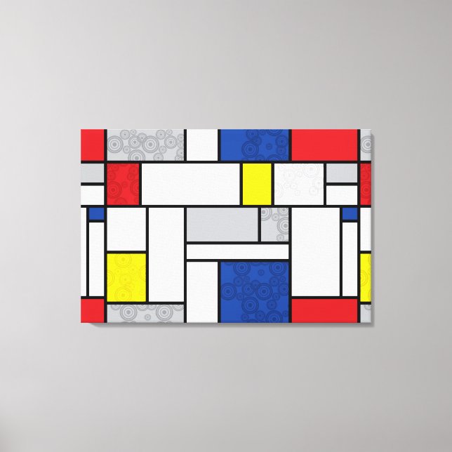 Mondrian Retro Circles Minimalist De Stijl Mod Art Canvastryck (Framsida)