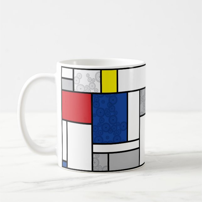 Mondrian Retro Circles Minimalist De Stijl Mod Art Kaffemugg (Vänster)