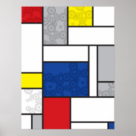 Mondrian Retro Circles Minimalist De Stijl Mod Art Poster