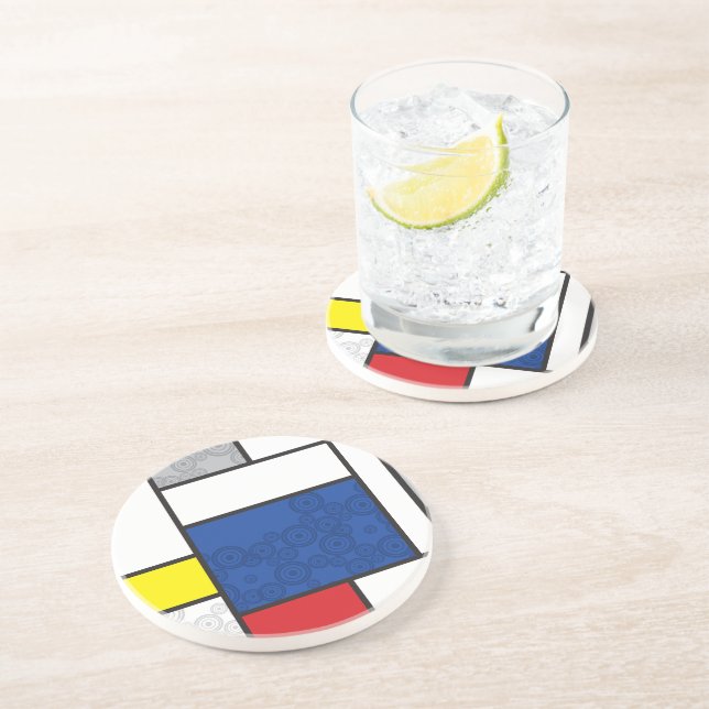 Mondrian Retro Circles Minimalist De Stijl Mod Art Underlägg Sandsten (Sidan)