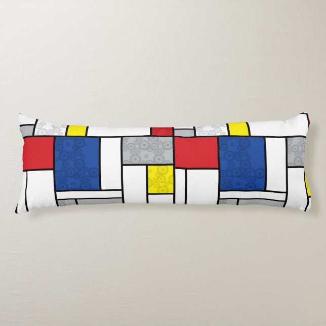 Mondrian Retro Cirklar Minimalistisk De Stijl Mode Kroppskudde (Framsidan)