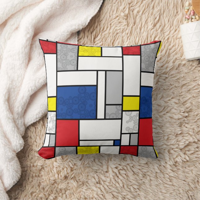 Mondrian Retro Cirklar Minimalistisk De Stijl Mode Kudde (Filt)