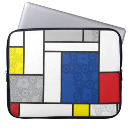 Mondrian Retro Cirklar Minimalistisk De Stijl Mode Laptop Fodral