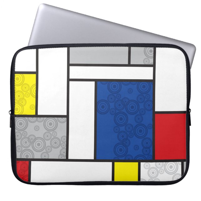 Mondrian Retro Cirklar Minimalistisk De Stijl Mode Laptop Fodral (Framsidan)