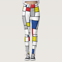 Mondrian Retro Cirklar Minimalistisk De Stijl Mode Leggings