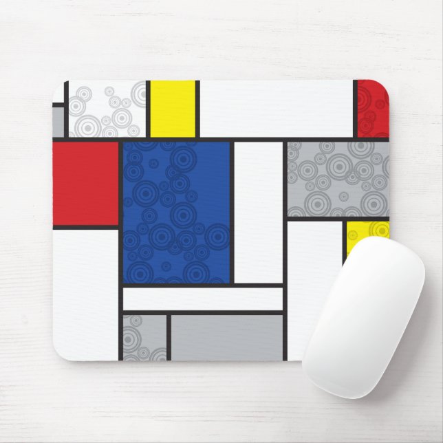 Mondrian Retro Cirklar Minimalistisk De Stijl Mode Musmatta (Med mus)