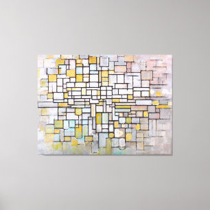 MONDRIAN - SAMMANSÄTTNING I BLUE, GRÅTT & ROSA - 1 CANVASTRYCK