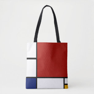 Mondrian sammansättning II i rött, blått och gu Tygkasse